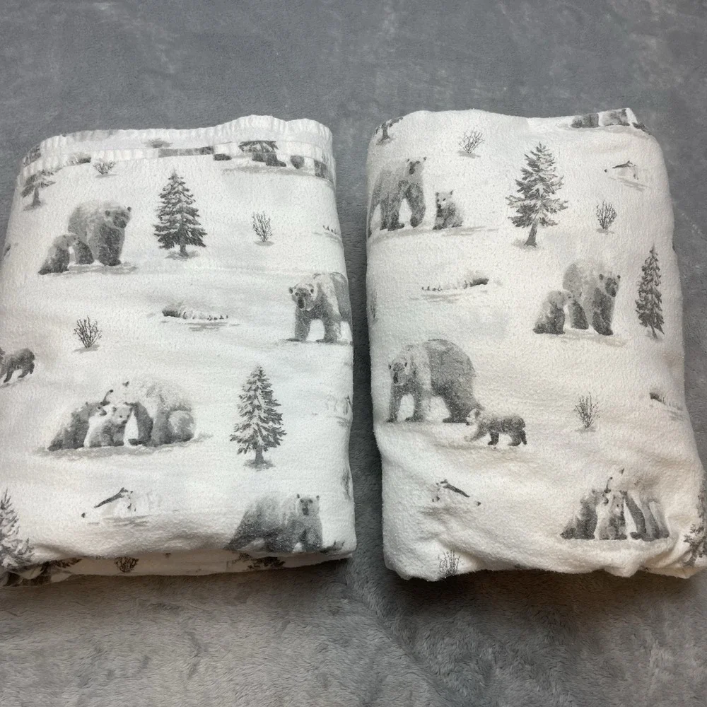 100% Turkish Cotton Flannel Sheet Set Flat & Fitted Full/Double Size Polar Bears